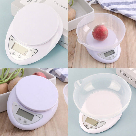 US 5kg/1g Digital LCD Electronic Kitchen Scales Diet Food Compact with Bowl