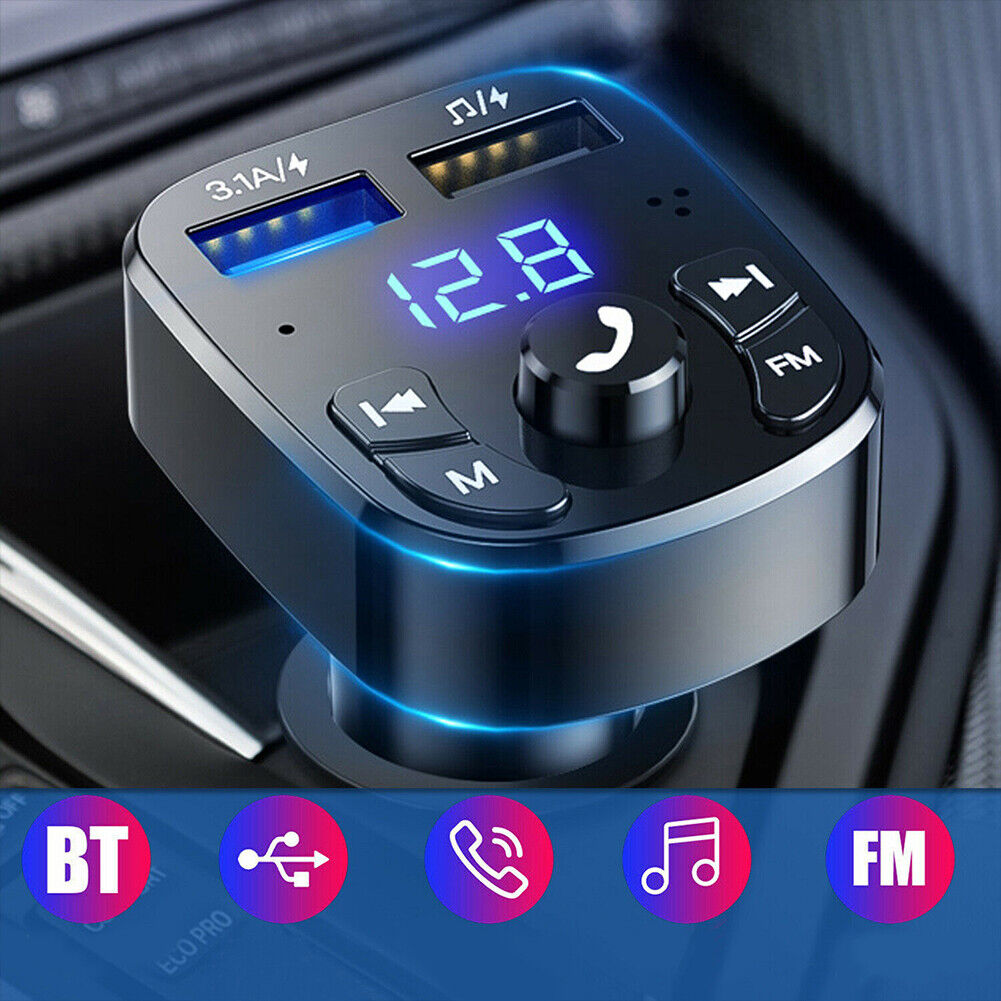 US 1-2 Pc Bluetooth 5.0 FM Transmitter Car Adapter 2-USB PD Charger Wireless AUX
