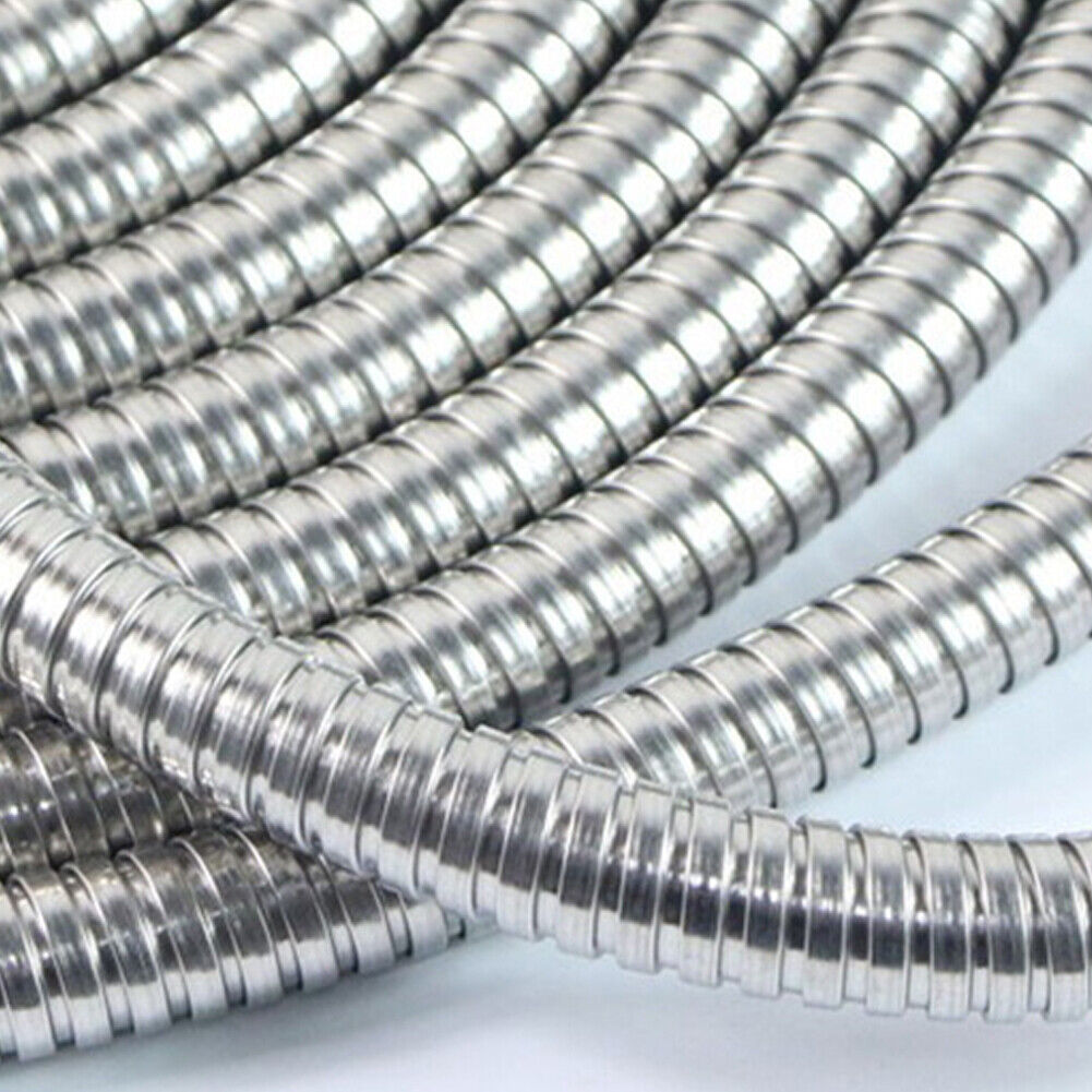 US 50FT 304 Stainless Steel Water Hose Pipe Metal Garden Pipe Connector