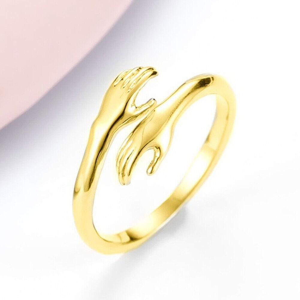 US 2-4 Pcs Give Me a Hug Ring Adjustable Couple Lover Valentine's Day Gift Girl
