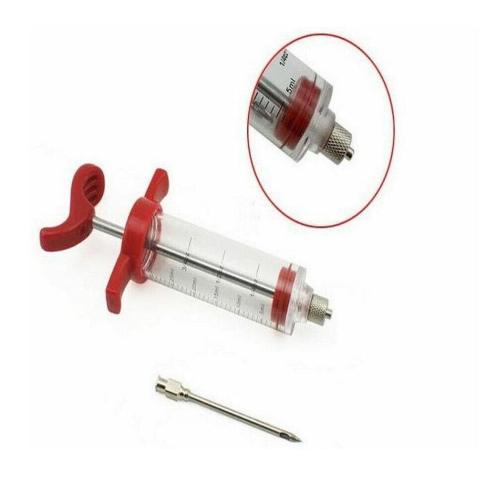 US 1-2 Pack Plastic Food Marinade Injector Syringe Screw-on Meat Needle BBQ