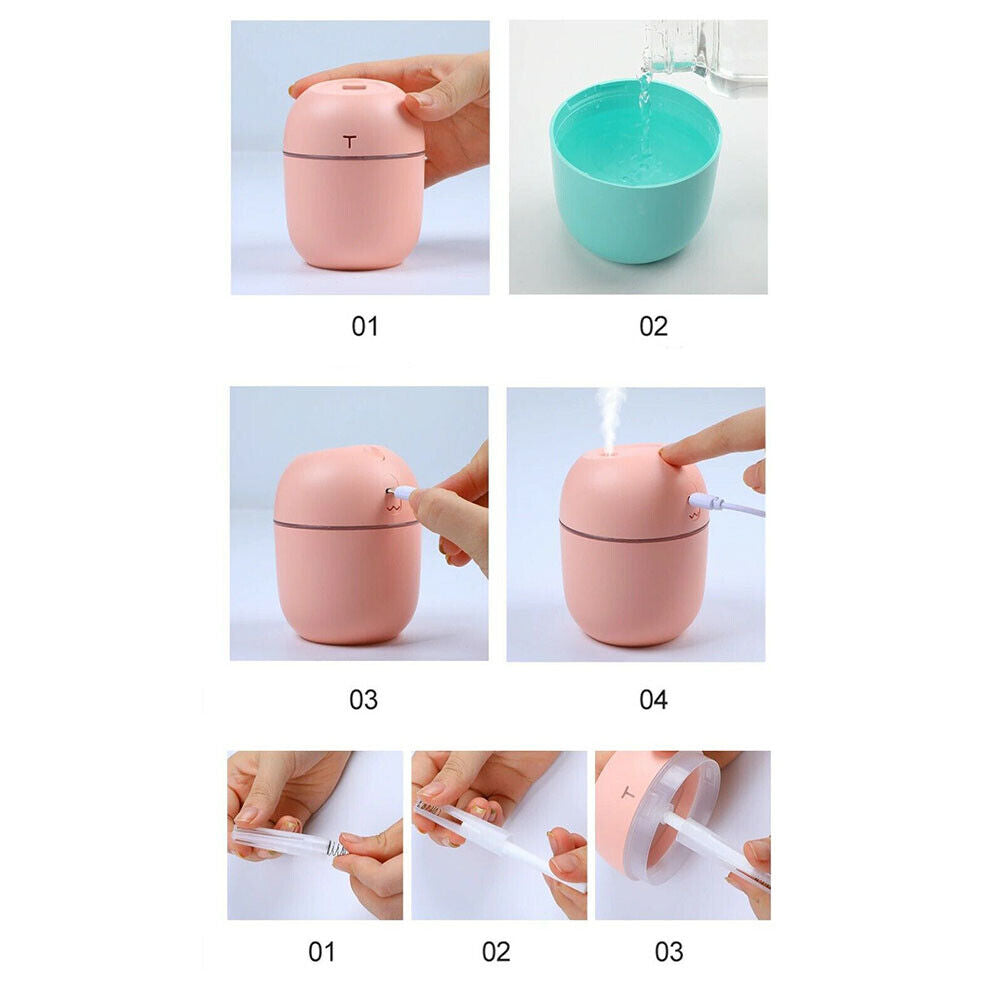 US 3-6 Pack Mini Air Humidifier 220ML Aroma Essential Oil Diffuser USB LED Mist