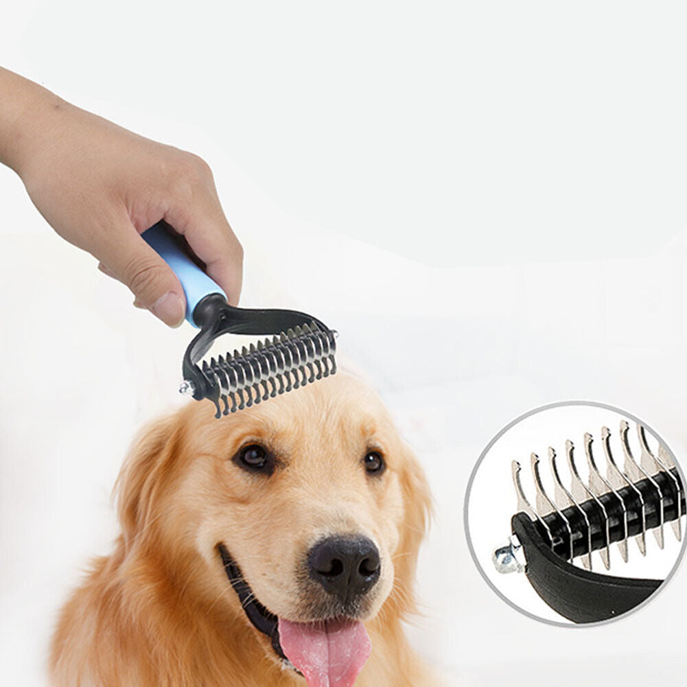 US Professional Pet Grooming Tool 2 Sided Undercoat Dog Cat Shedding Comb Brush