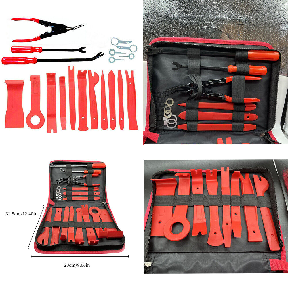 US 19Pc Hand Tool Pry Bar Panel Door Interior Clip Kit Car Trim Removal Tool Set