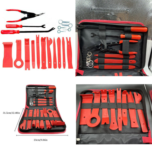 US 19Pc Hand Tool Pry Bar Panel Door Interior Clip Kit Car Trim Removal Tool Set