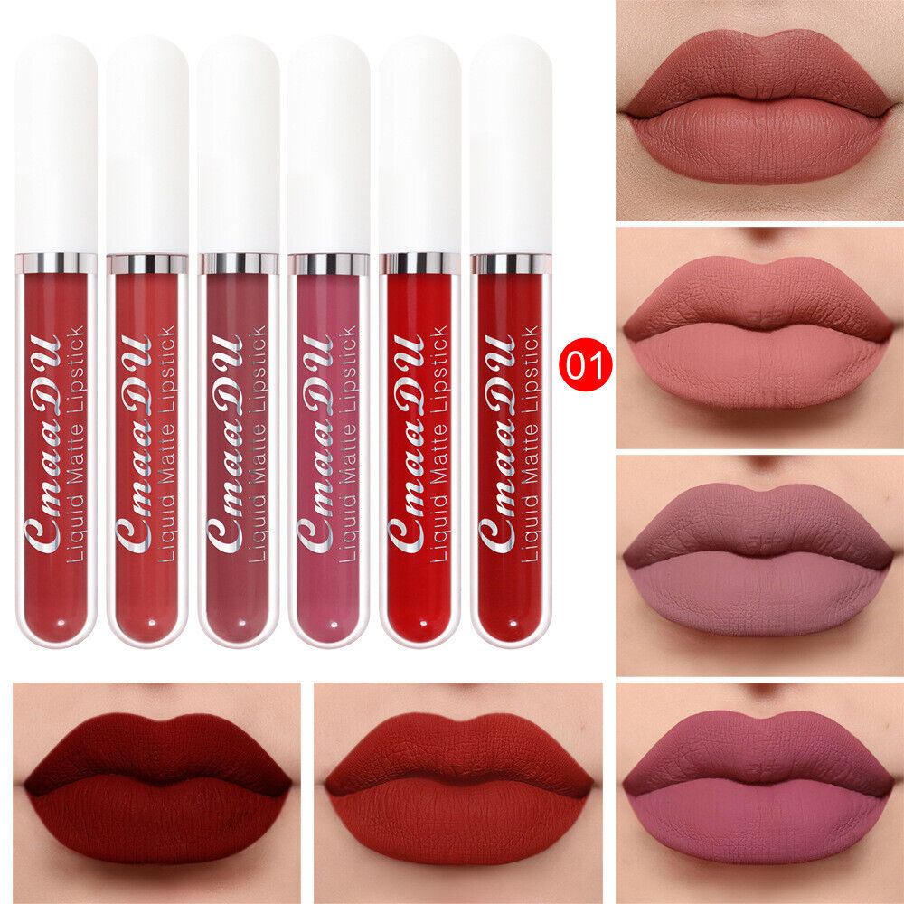 US 6-12 Pack Set Lipstick Matte Finish Liquid Lip Gloss Long Lasting Waterproof