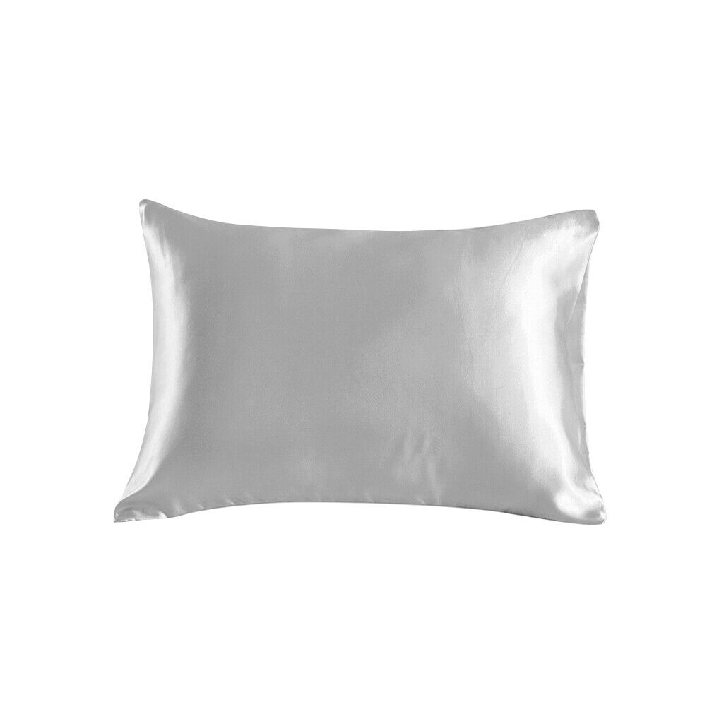 US 2Pairs Luxury Bed Pillow Case Cushion Cover Soft Smooth Satin Silk Pillowcase