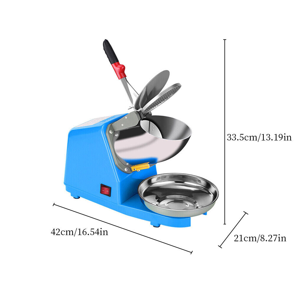 US Snow Cone Maker Commercial Smoothie Electric Crusher Double Knife Ice Shaver