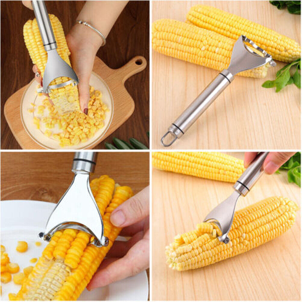 US 2-4 Pack Stainless Steel Corn Cob Peeler Remover Kernel Cutter Thresher Tool