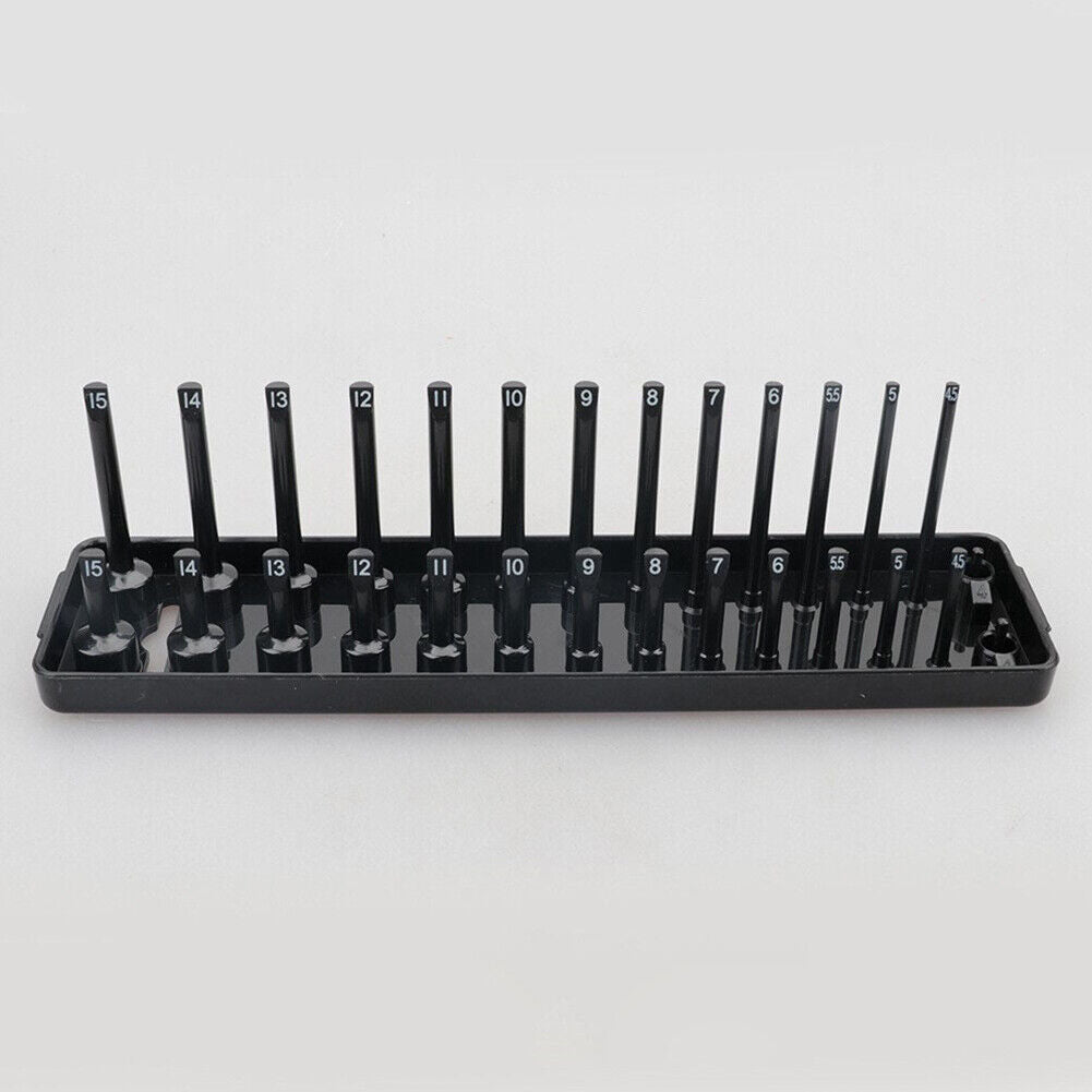 6Pc Socket Organizer Storage Holder Tool Set Tray Rack Metric SAE 1/4" 3/8" 1/2"