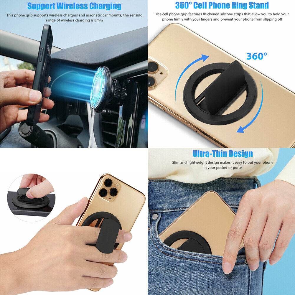 US 2-4 Pcs Phone Ring Holder 360 Degree Rotation Finger Stand Car Magnetic Mount