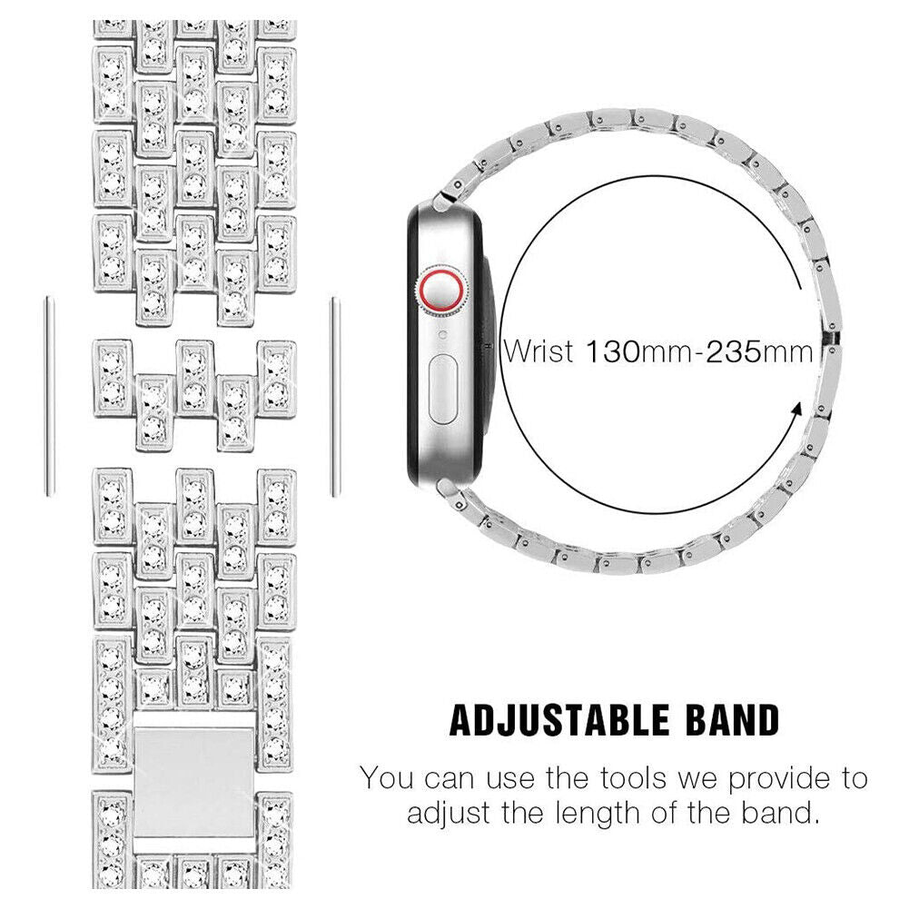 US Luxury iWatch Strap Metal Diamond For Apple Watch Series 1 to 7 38/40/42/44mm