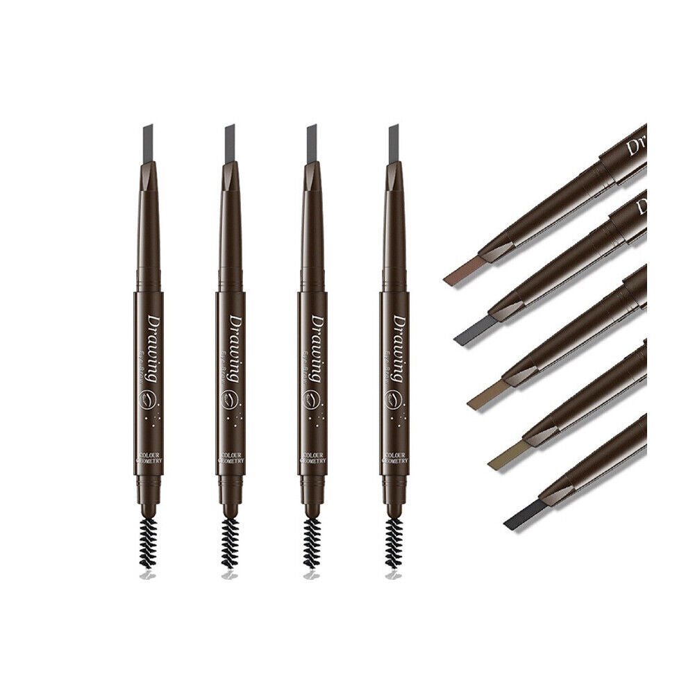 US 4-8 Pack Waterproof Eyebrow Pencil Retractable Slant Tip Brush Double-ends