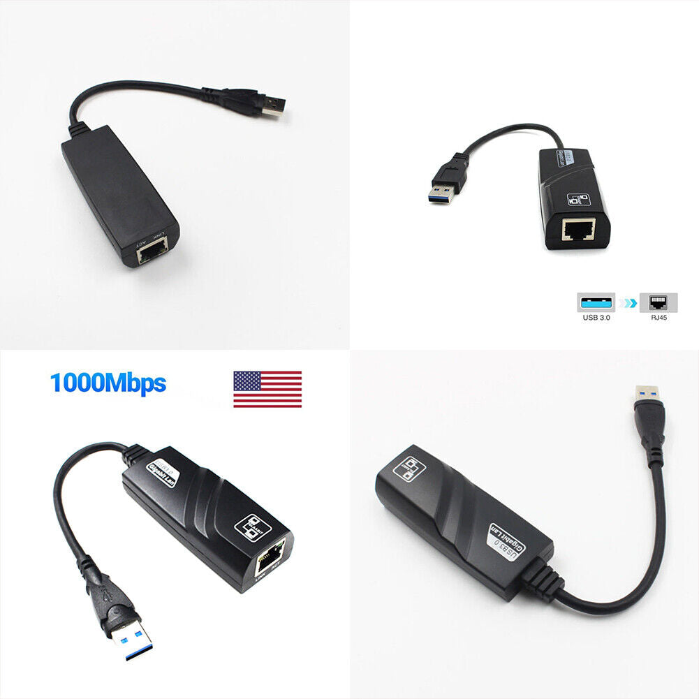 US 1-2 Pcs USB 3.0 Ethernet Adapter 1000Mbps Gigabit LAN Network For Windows Mac