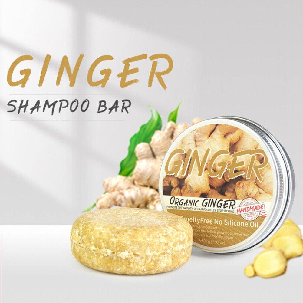 US 1-2 Pc Ginger Hair Regrowth Shampoo Bar Promote Growth Natural Organic Ginger