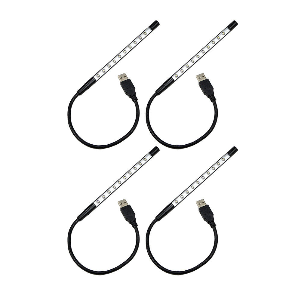 US 2-4 Pack Portable 10-LED USB Light Flexible Lamp Reading Notebook Laptop Plug