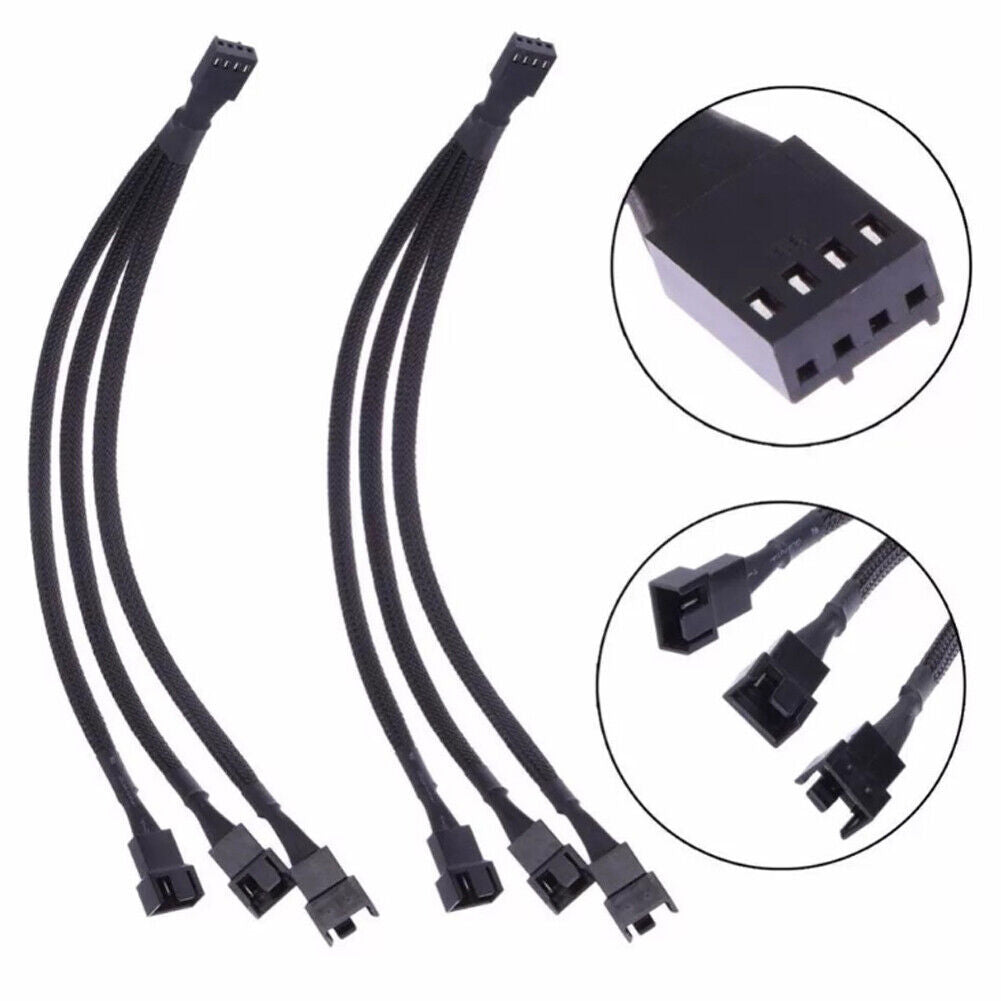US 4-8 Pack 4 Pin 1 to 3 Way PWM Case PC Fan Splitter Cable Hub Power Adapter