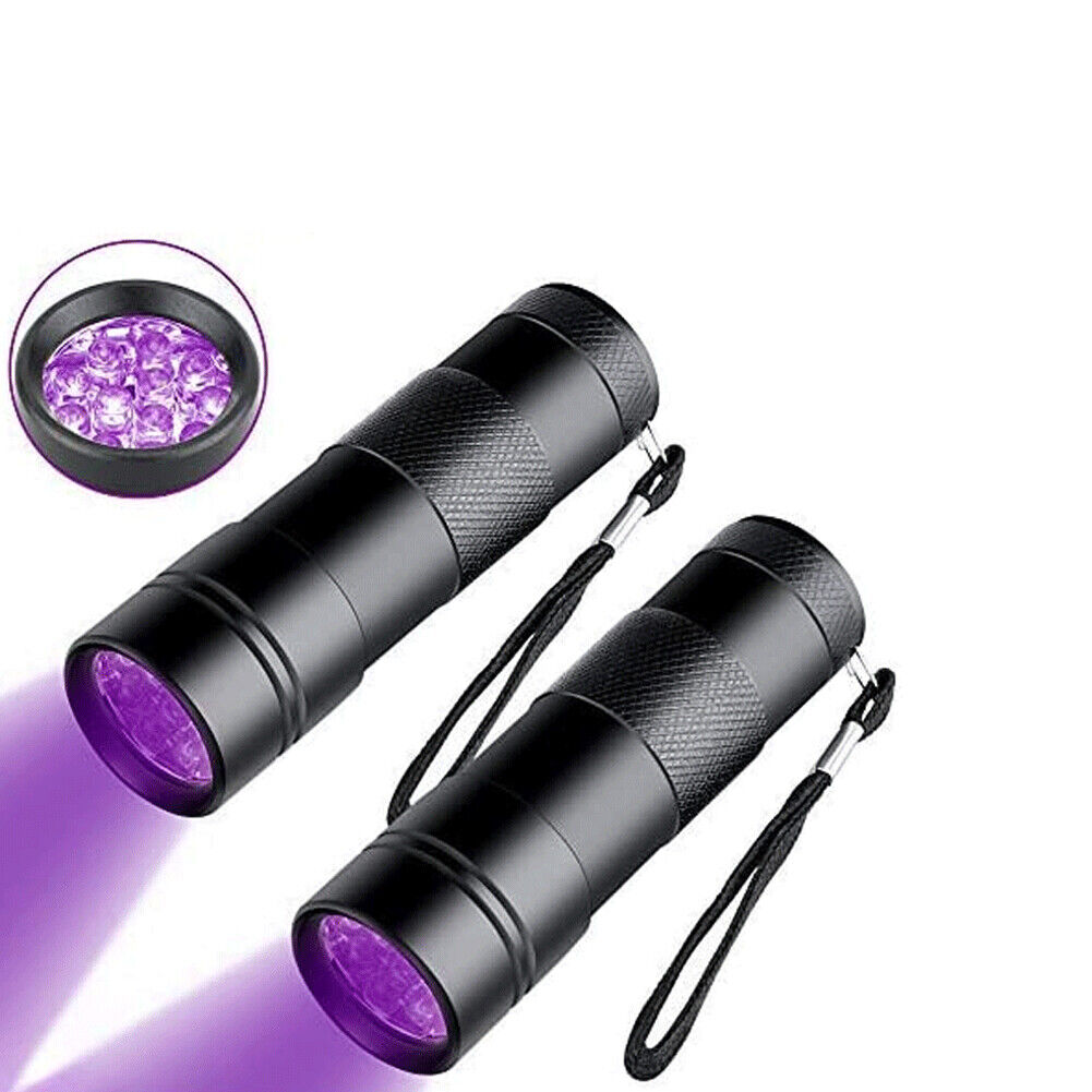 US UV Ultra Violet 12 LED Flashlight Mini Blacklight Aluminum Torch Light 395nM