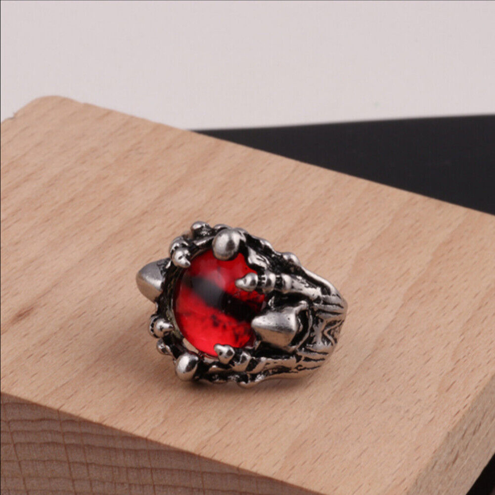 US 3-6 Pack Cool Mens Stainless Steel Dragon Claw Blue Evil Eye Eyeball Ring