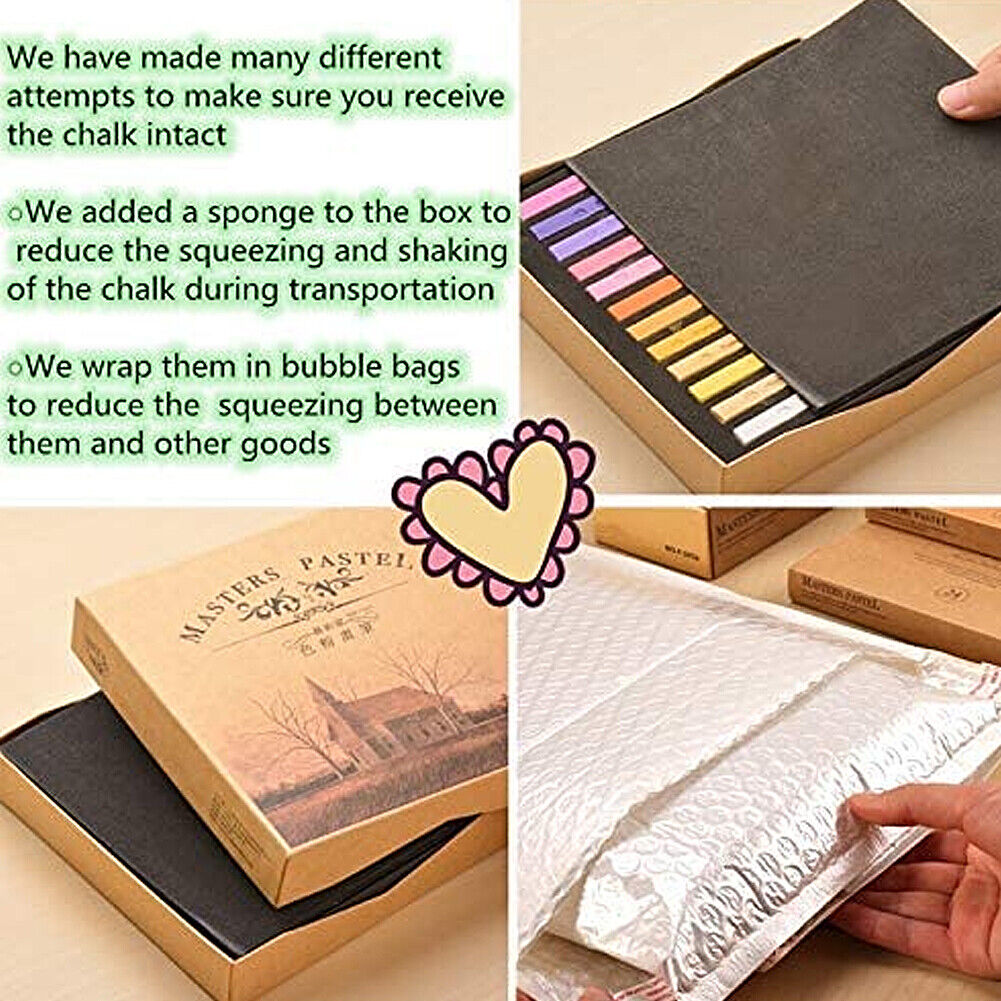 US 12-24 Colors Non Toxic Artist Pastels Soft Chalk Long Square Dry Pastels Set