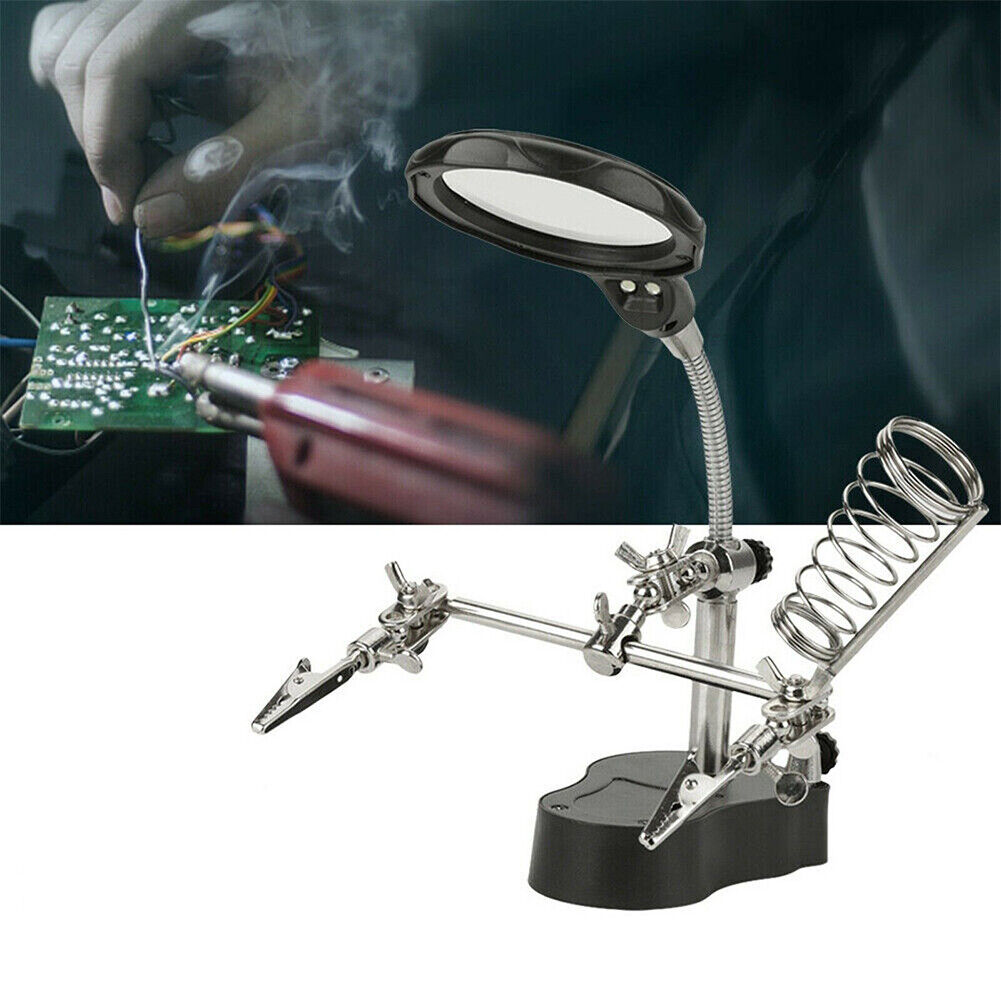 US 1-2 Pc Helping Hand Magnifier Work Station Soldering Solder Iron Stand Holder