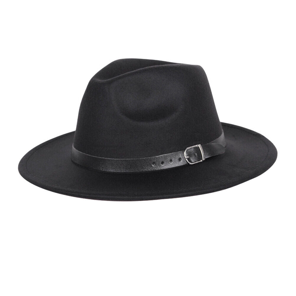 US 1-2 Pcs Wide Brim Fedora Hat Water Resistant Leather Band Winter Fall Western