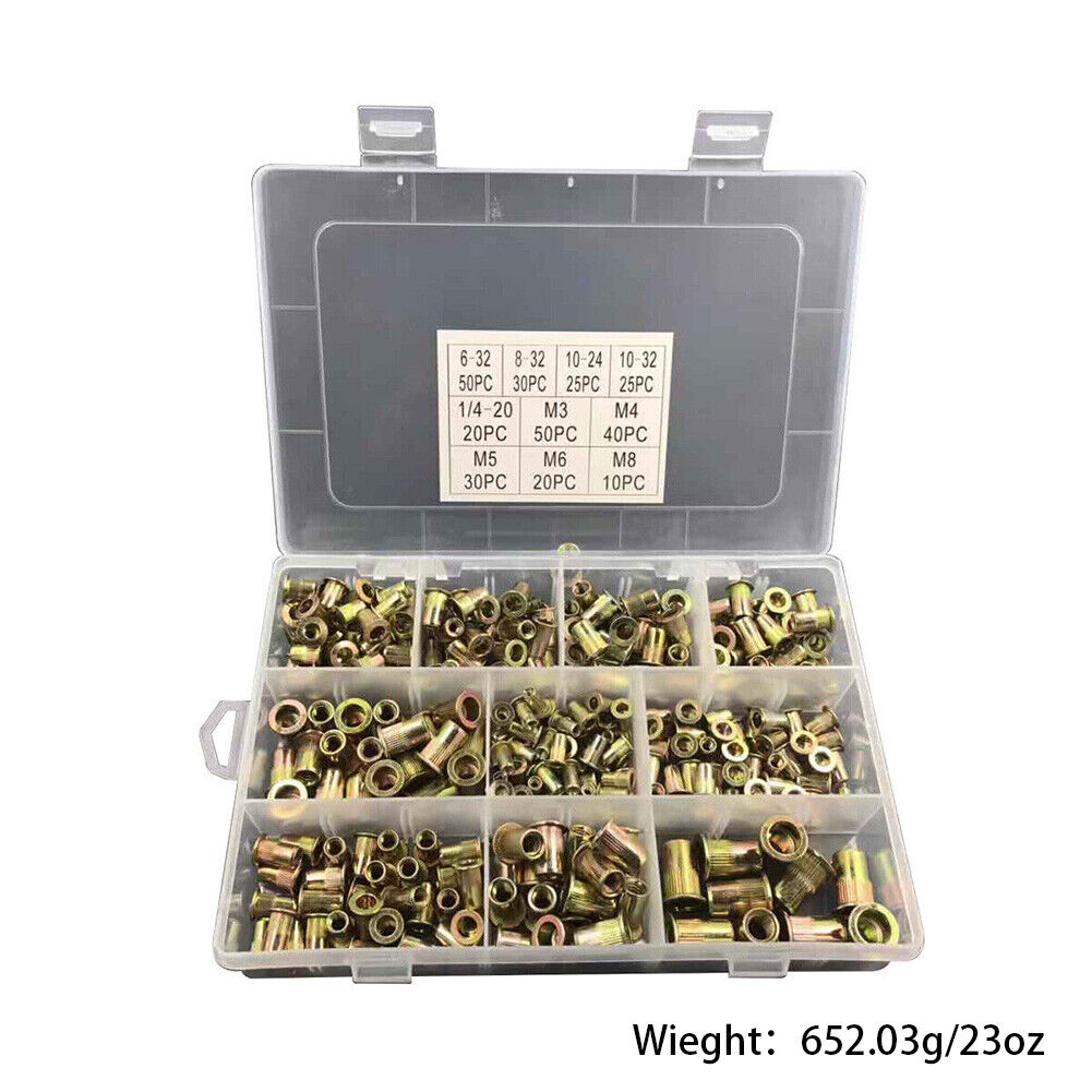 US 300-600 Pcs Zinc Steel Rivet Nut Kit Rivnut Nutsert Assort Metric+SAE