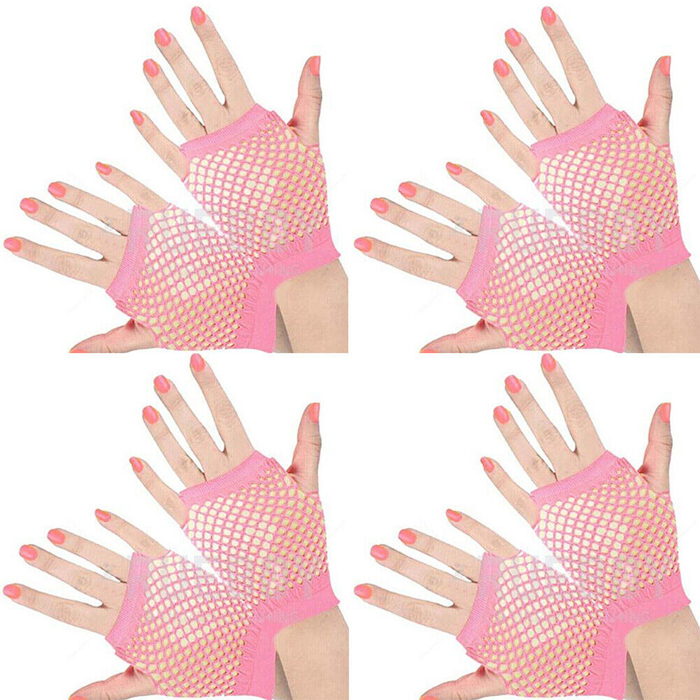 US 2~4 Pairs Women Short Fishnet Glove Sexy Gothic Party Mesh Fingerless Gloves