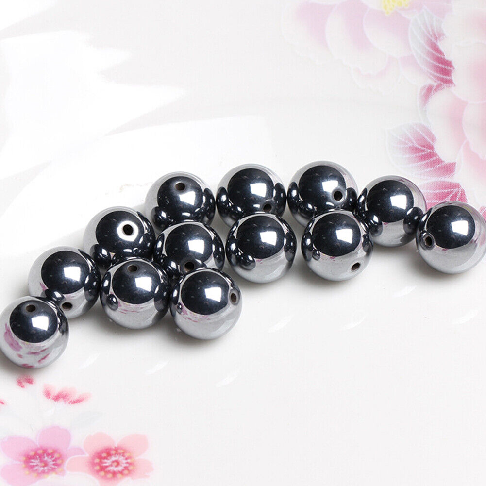 US 4/6/8/10MM Gunmetal Hematite Beads Round Natural Gemstone Metaphysical