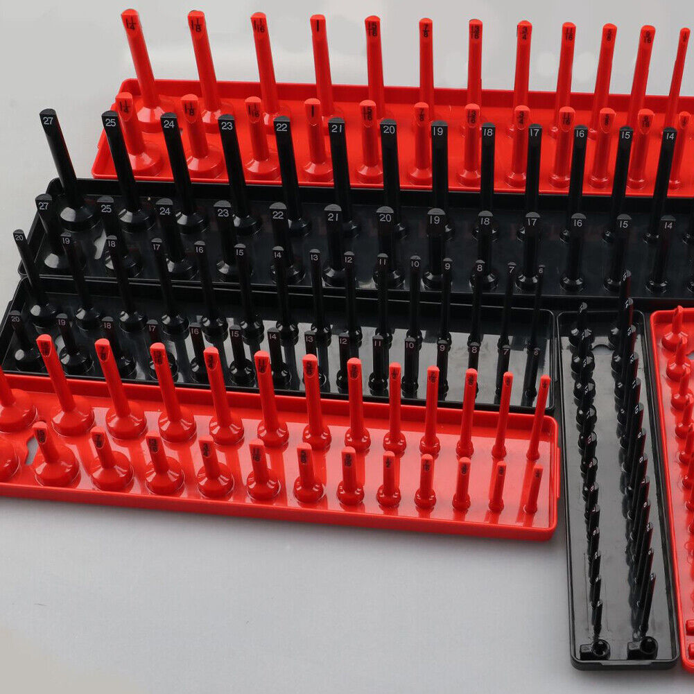 6Pc Socket Organizer Storage Holder Tool Set Tray Rack Metric SAE 1/4" 3/8" 1/2"