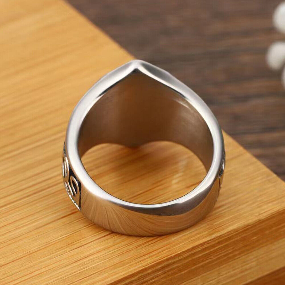 US 2-4 Pcs Mens Celtic Wiccan Pagan Pentagram Star Ring Stainless Steel Size