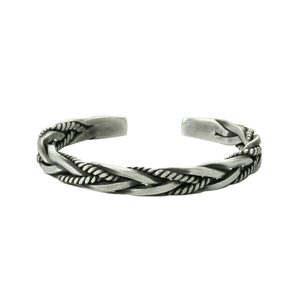 US 2-4 Pcs 925 Sterling Silver Bracelet Open Handmade Vintage Twist Cuff