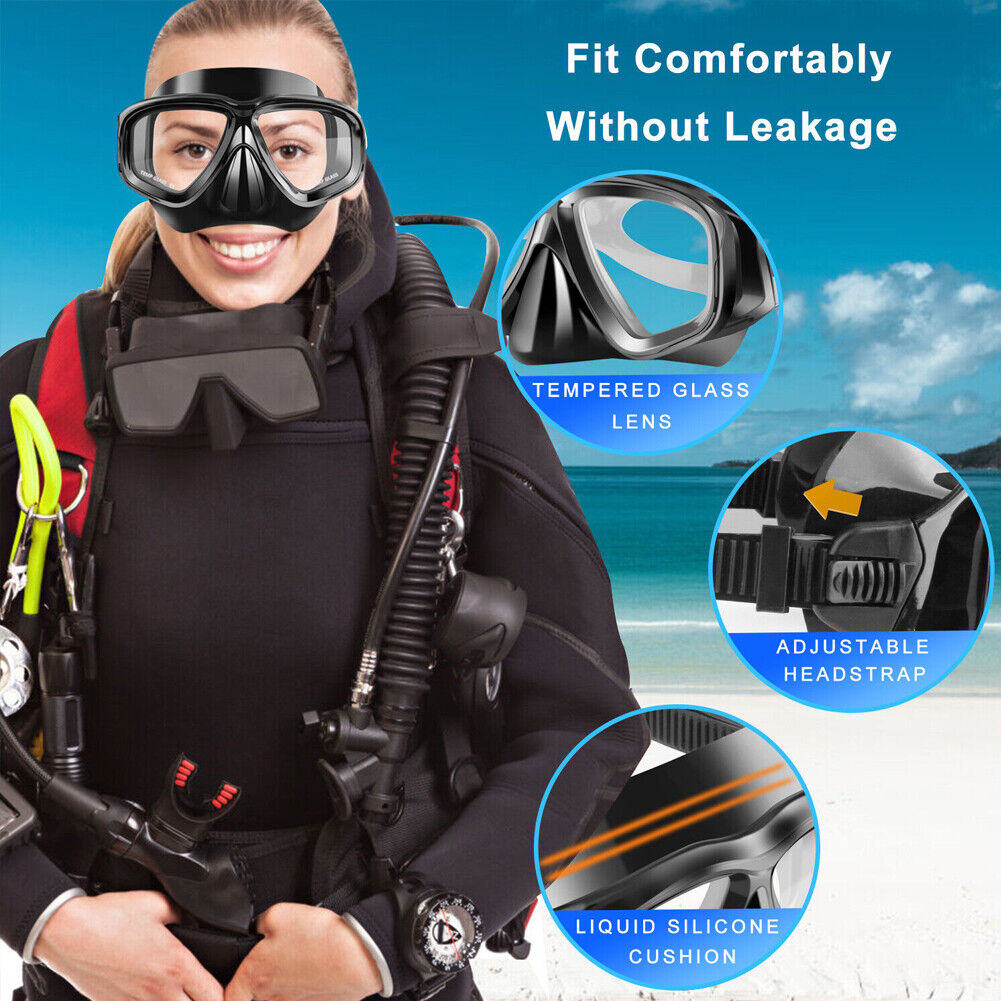 US 1~2 Pack Anti-Fog Scuba Diving Goggles Adult Swimming Mask Snorkel Nose Cover