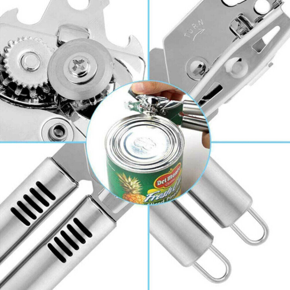 US 2-4 Pcs Can Opener 3-in-1 Kitchen Stainless Steel Heavy Duty Blades Chef Tool