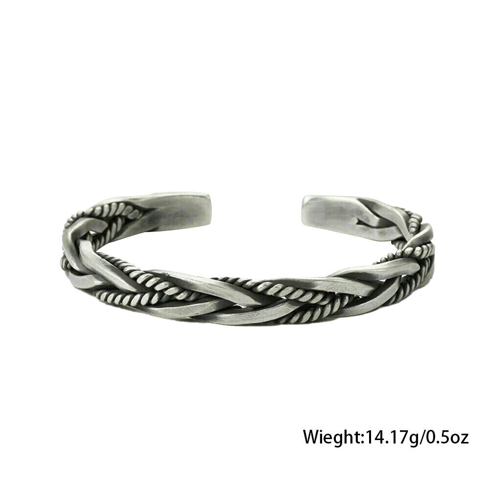 US 2-4 Pcs 925 Sterling Silver Bracelet Open Handmade Vintage Twist Cuff