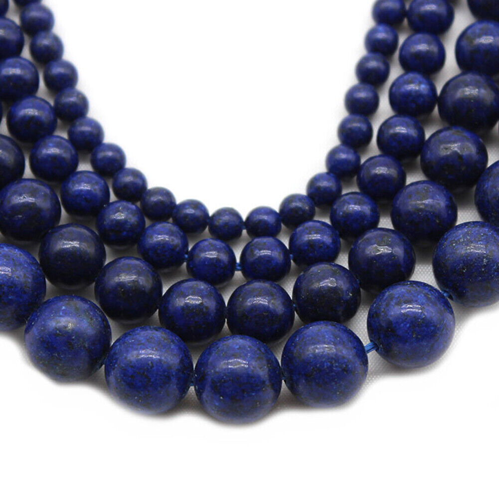 US 6/8/10mm Grade A Natural Lapis Lazuli Stone Beads Round Loose For Jewelry DIY