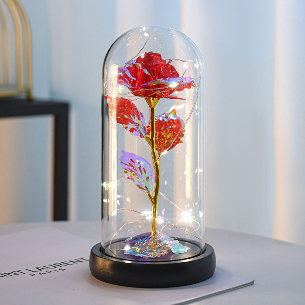US Rose LED Light Glass Gifts for Wife Women Her Christmas Girlfriend Birthday