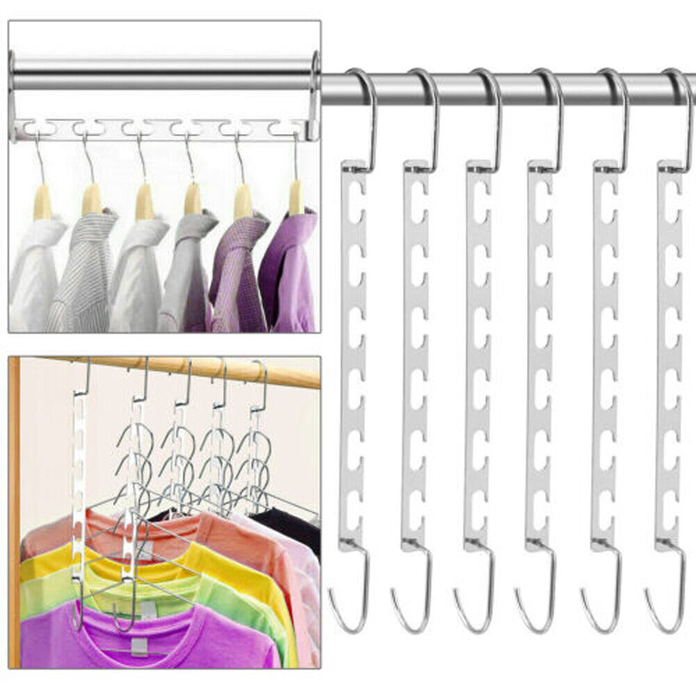 US 10-20Pc Metal Hook Magic Hanger Closet Clothes Organizer Space Saving Hangers