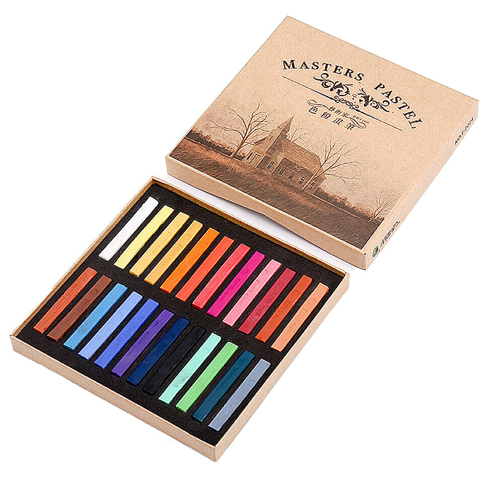 US 12-24 Colors Non Toxic Artist Pastels Soft Chalk Long Square Dry Pastels Set