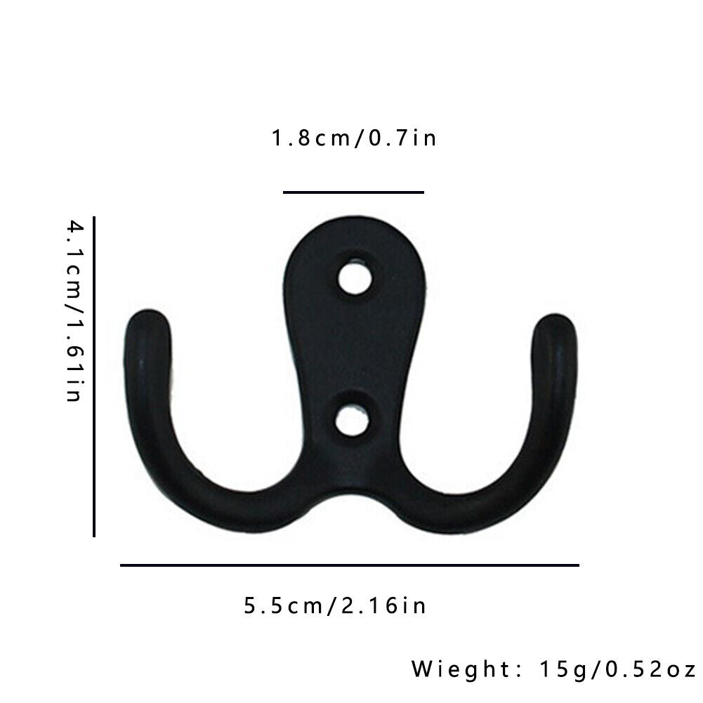 US 20-40 Pc Heavy Duty Double Prong Coat Double Hooks Wall Mounted Retro Utility
