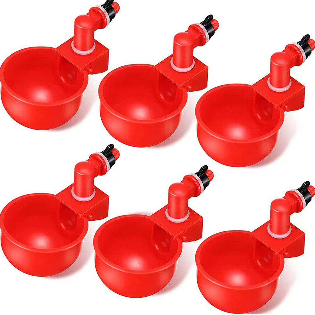 US 6-12 Pc Poultry Water Cup Chicken Feeder Duck Turkey Rabbit Automatic Filling