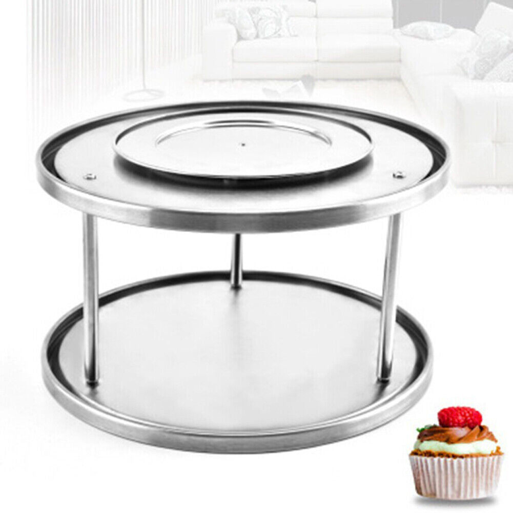 US 1-2 Pack 2 Tier 360° Turntable Kitchen Spice Organizer Rack for Cabinet 10.5"