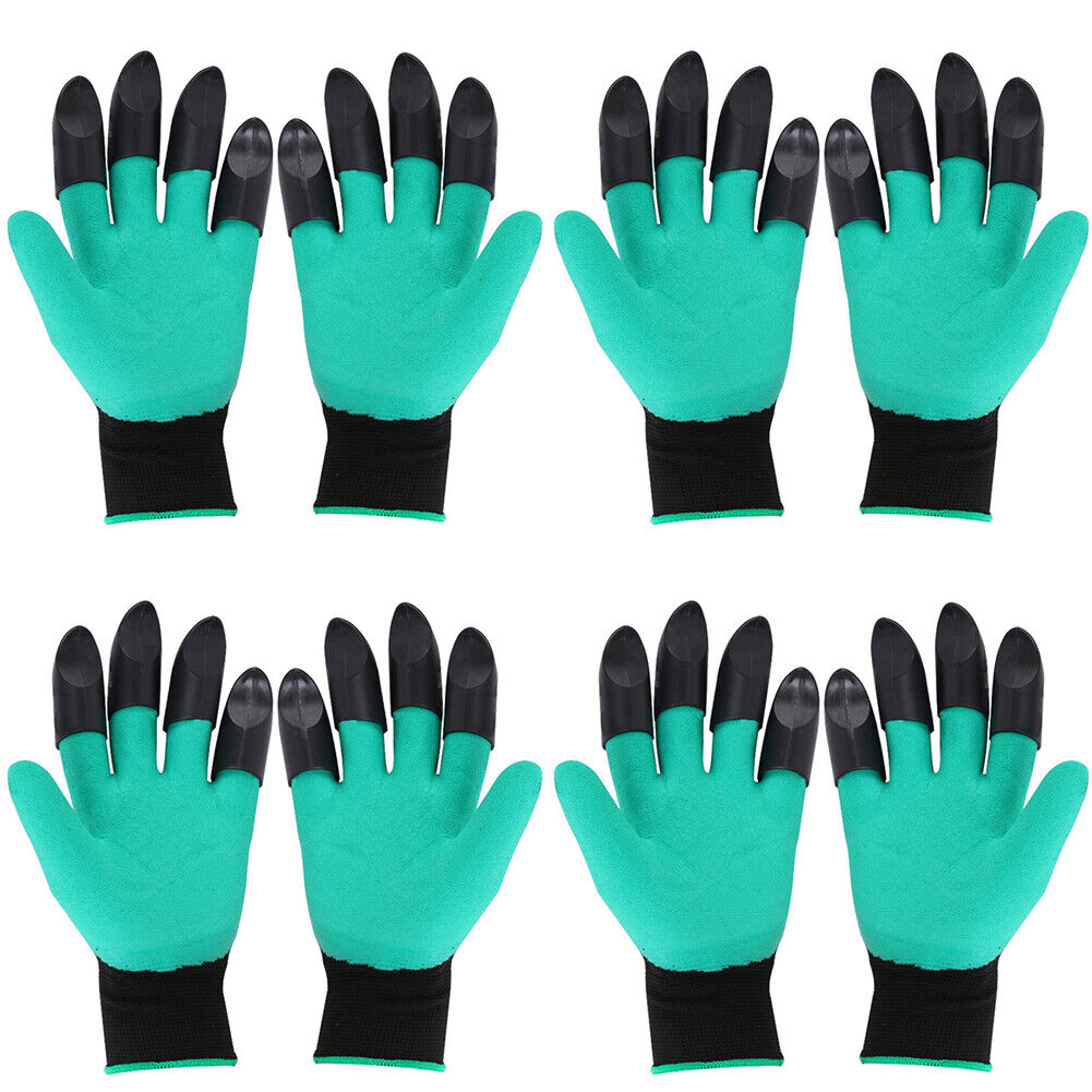 US 2-4Pairs Gardening Digging Planting Pruning Tools 4 Claws Garden Genie Gloves