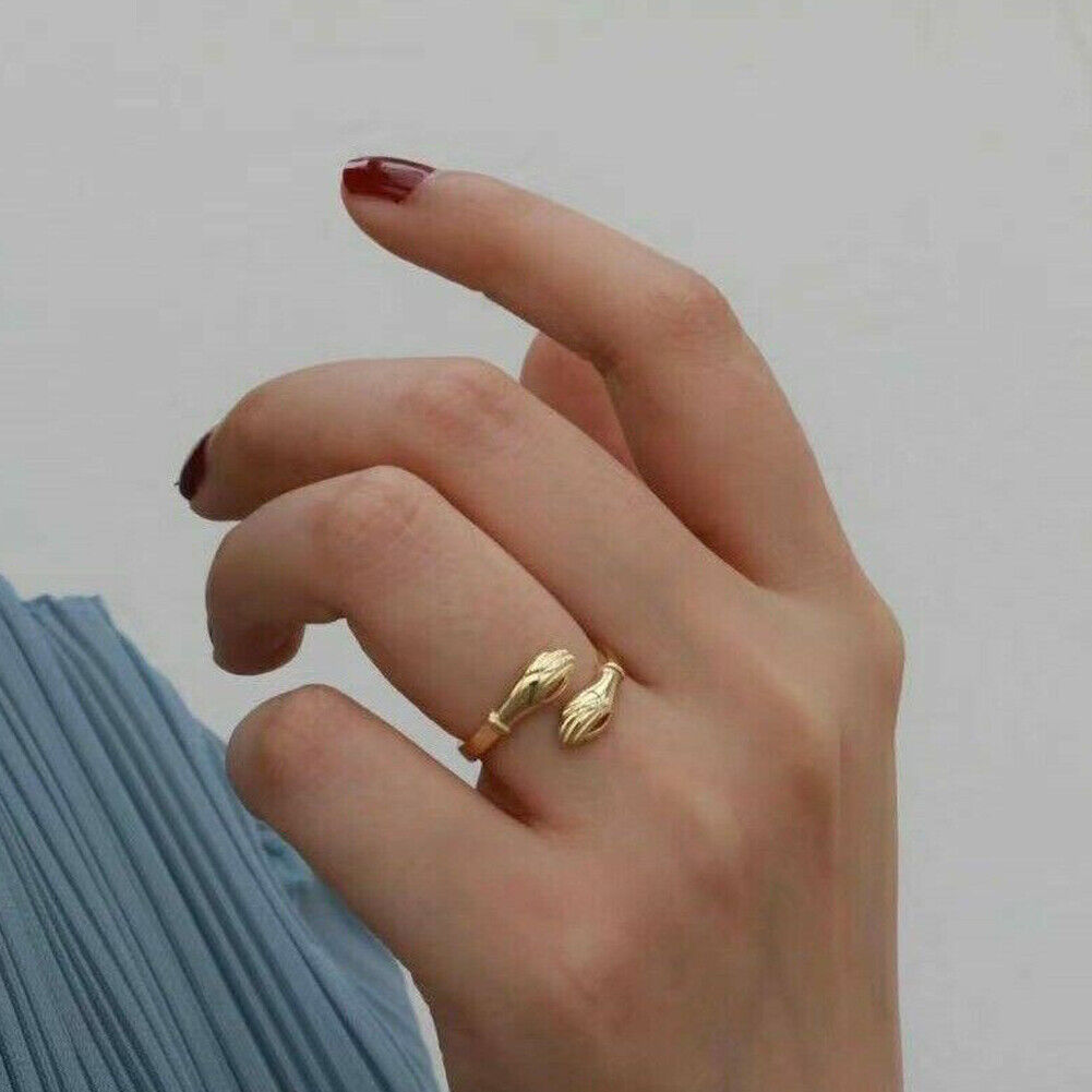 US 2-4 Pcs Give Me a Hug Ring Adjustable Couple Lover Valentine's Day Gift Girl