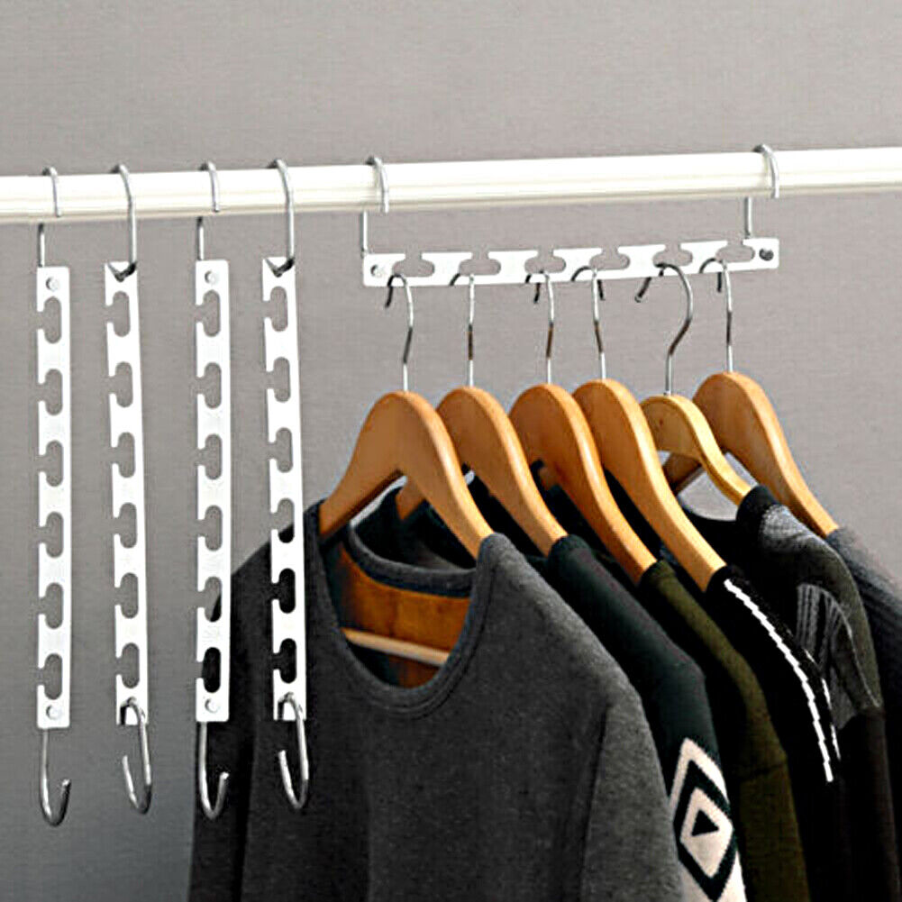 US 10-20Pc Metal Hook Magic Hanger Closet Clothes Organizer Space Saving Hangers