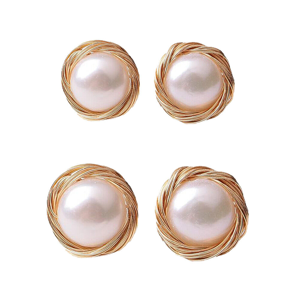 US 8~10mm Natural Freshwater Pearl Earrings 14K Gold Plated Studs Wedding Gifts