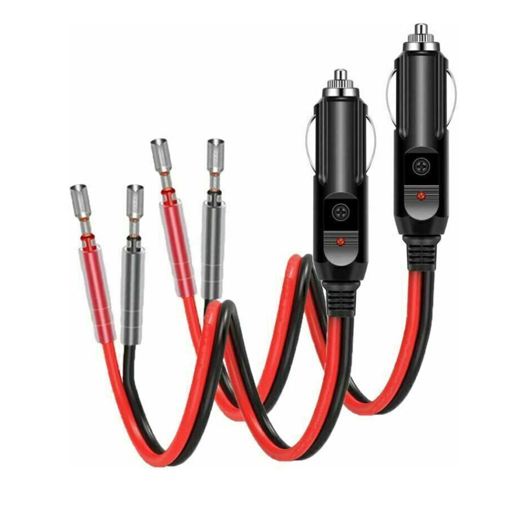 US 1-2 Pc 12V Extension Cord Fused Lighter Male Plug Leads LED Light Replacement