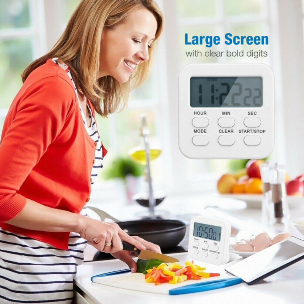US 2-4 Pcs Magnetic Digital Kitchen Folding Timer Loud Alarm Count Up Down Clock