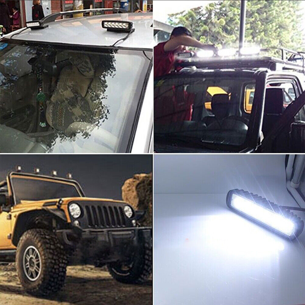 US 2-4 Pack 6'' LED Work Light Bar 18W Lamp Flood Spot Work Driving Fog SUV ATV