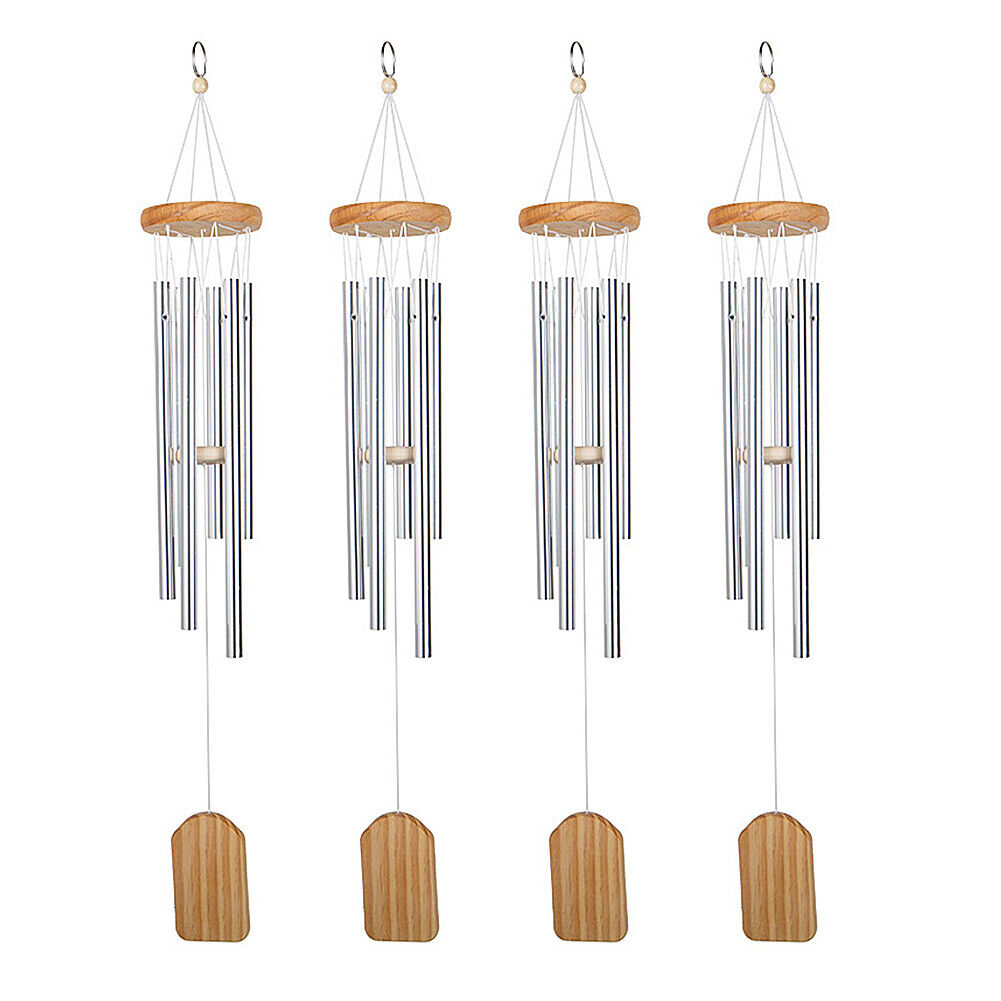 US 2-4 Pcs 25.6 Inch Wind Chime Outdoor Sympathy Chapel Bells Wood 6 Tuned Tubes